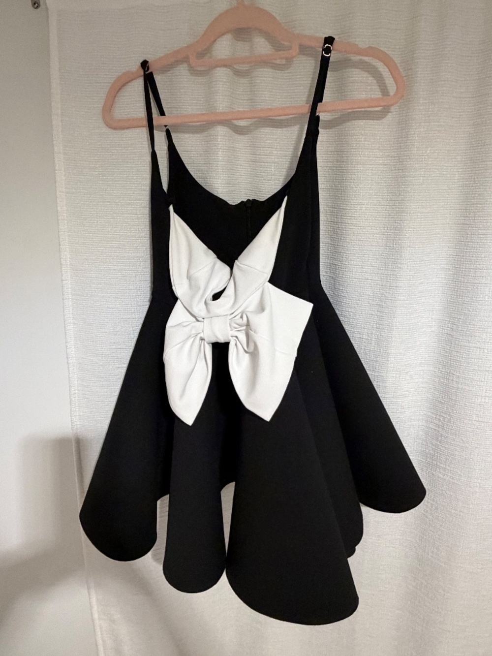 Yasmina | Black & White Bow Skater Mini Dress - Picture 2 of 5